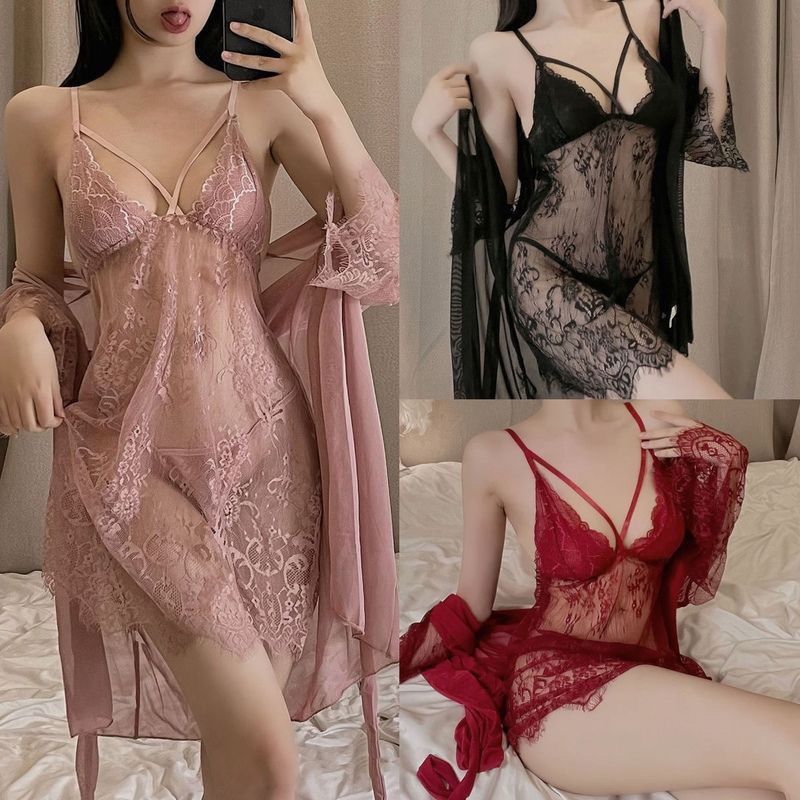 nightdress three-piece set pure desire style pajamas temptation women