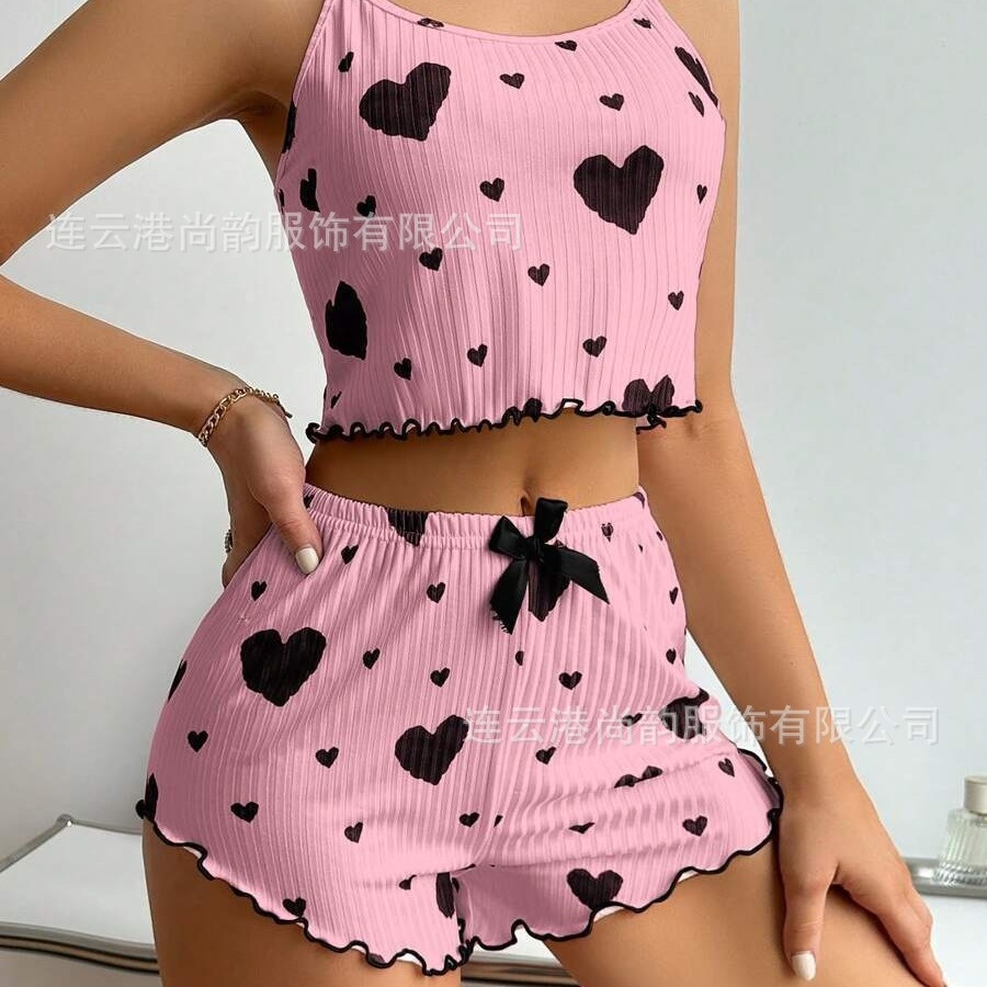 Women's Polyester Sleeveless Shorts Sleepwear Set – Soft & Comfortable Home Wear